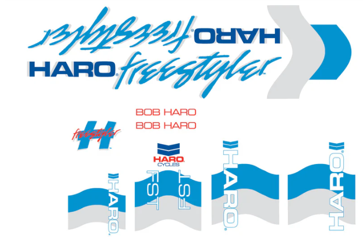 Décalcomanies BMX HARO Freestyle Blanc Bleu 1985