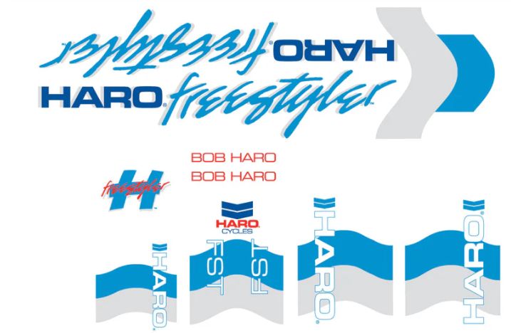 Décalcomanies BMX HARO Freestyle Blanc Bleu 1985