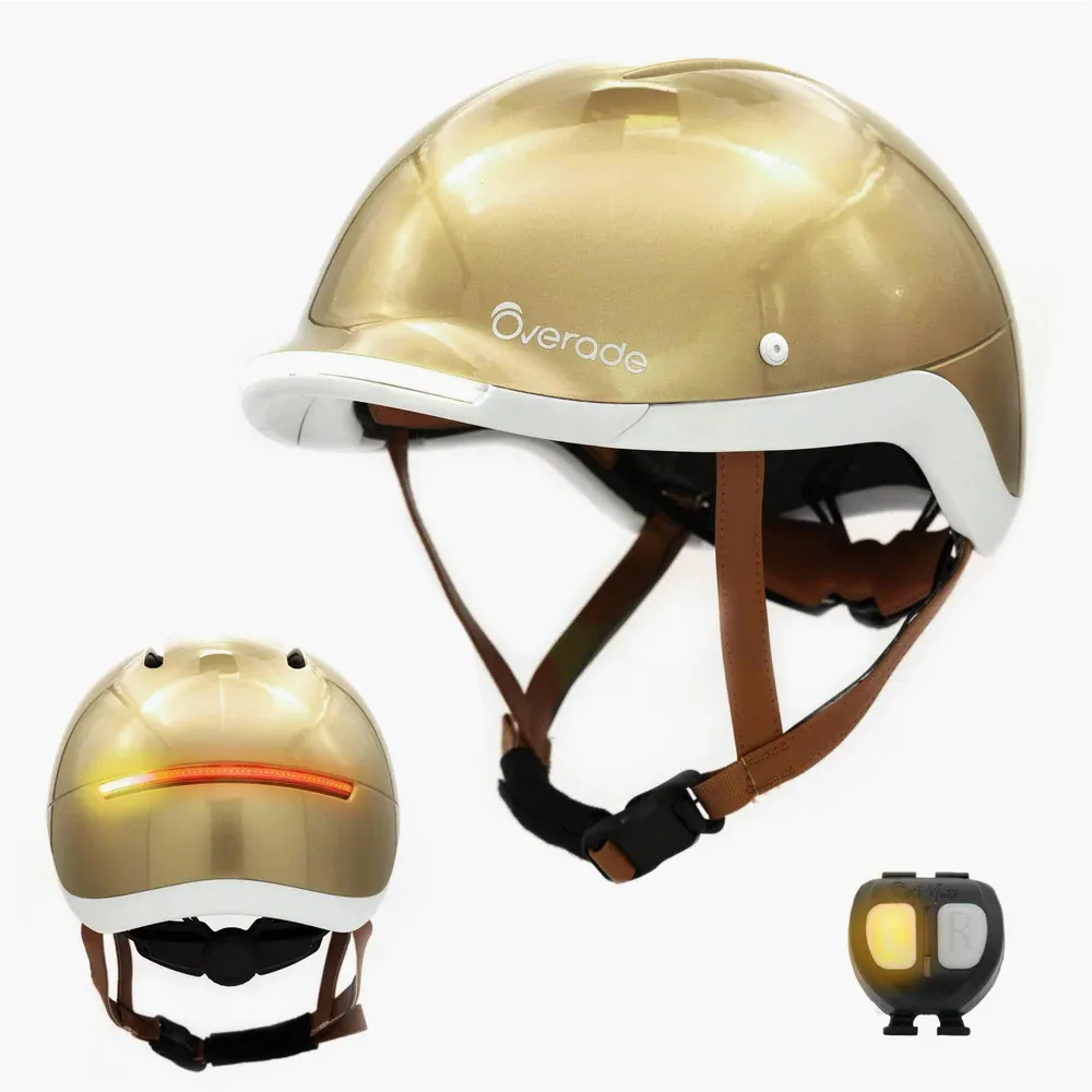 Overade LIFE  Casque Vélo Lumineux avec Clignotants PURE GOLD