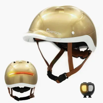 Overade LIFE  Casque Vélo Lumineux avec Clignotants PURE GOLD