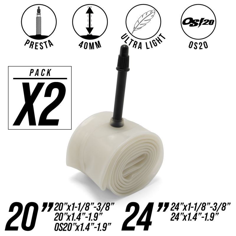 Pack de 2 chambres à air BMX Excess Bluetech Ultra Light TPU – 20 x 1.4 à 1.9 – Presta