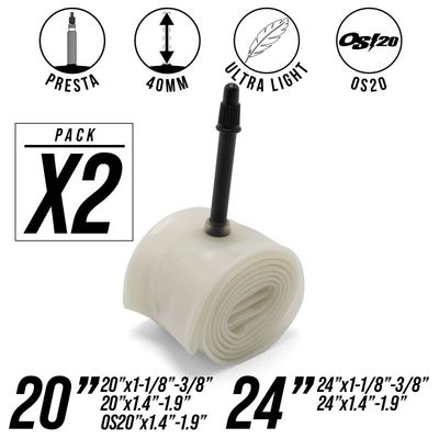 Pack de 2 chambres à air BMX Excess Bluetech Ultra Light TPU – 20 x 1.4 à 1.9 – Presta
