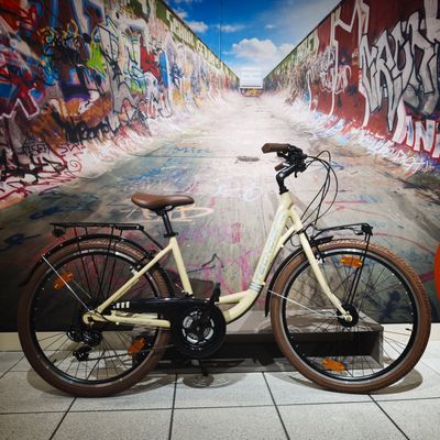 Vélo de ville Tecnobike Mobi 26" 21 vitesses – Crème