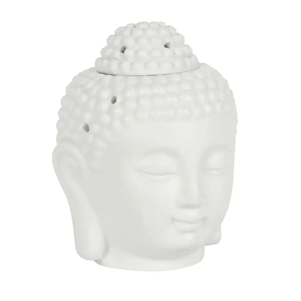 White Buddha Head Oil Burner &amp; Wax Warmer – Ceramic Aroma Diffuser for Serenity