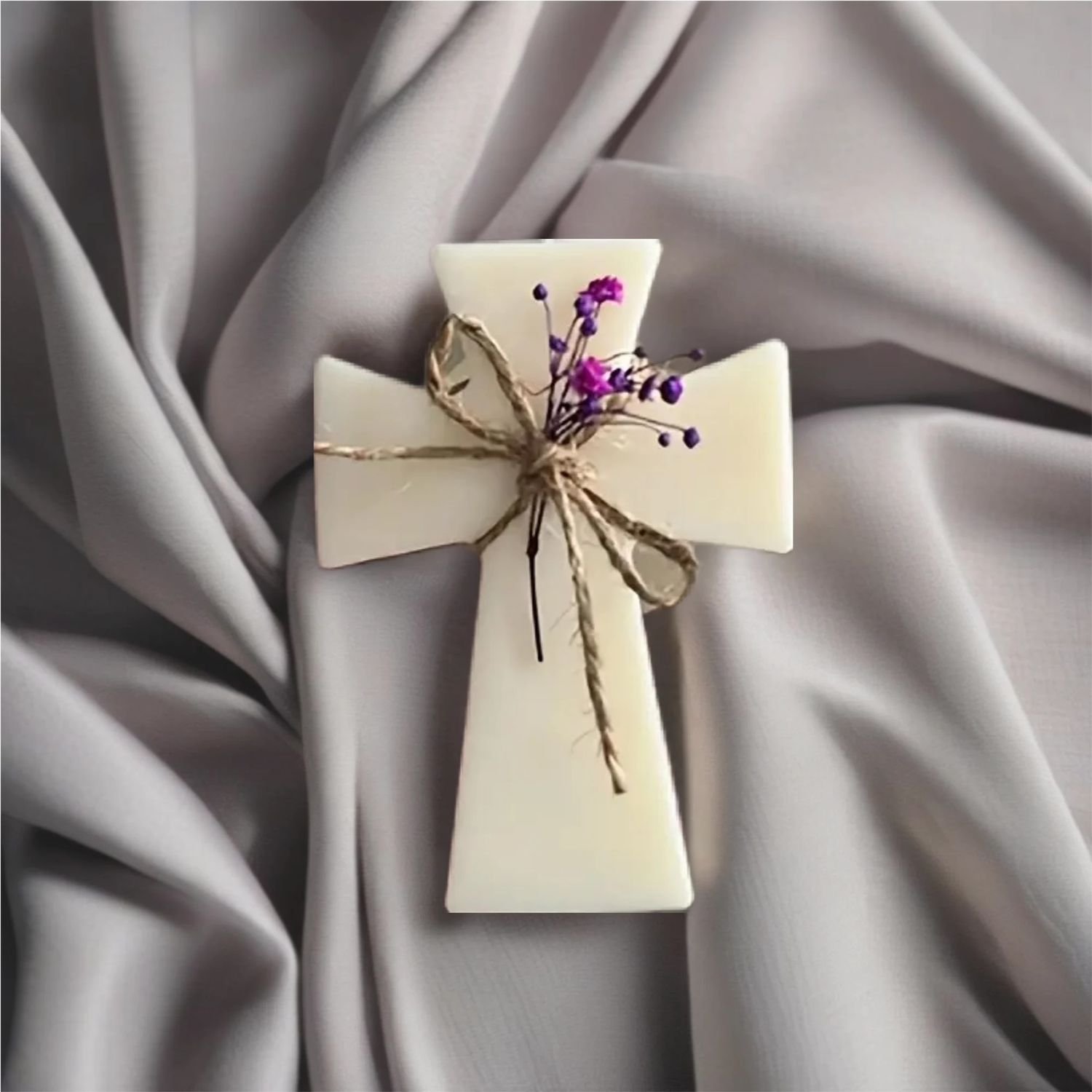 Blessing Cross Candle – Handcrafted Soy Wax for Religious Ceremonies &amp; Favors