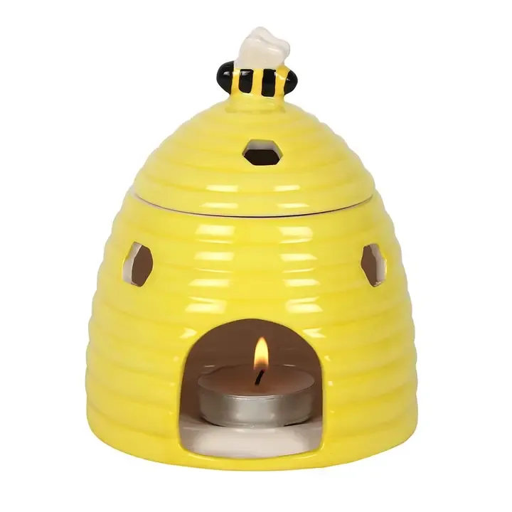 Beehive Tealight Wax Warmer YELLOW – Elegant Ceramic Burner for Soy Melts &amp; Home Fragrance