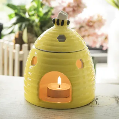 Beehive Tealight Wax Warmer YELLOW – Elegant Ceramic Burner for Soy Melts &amp; Home Fragrance