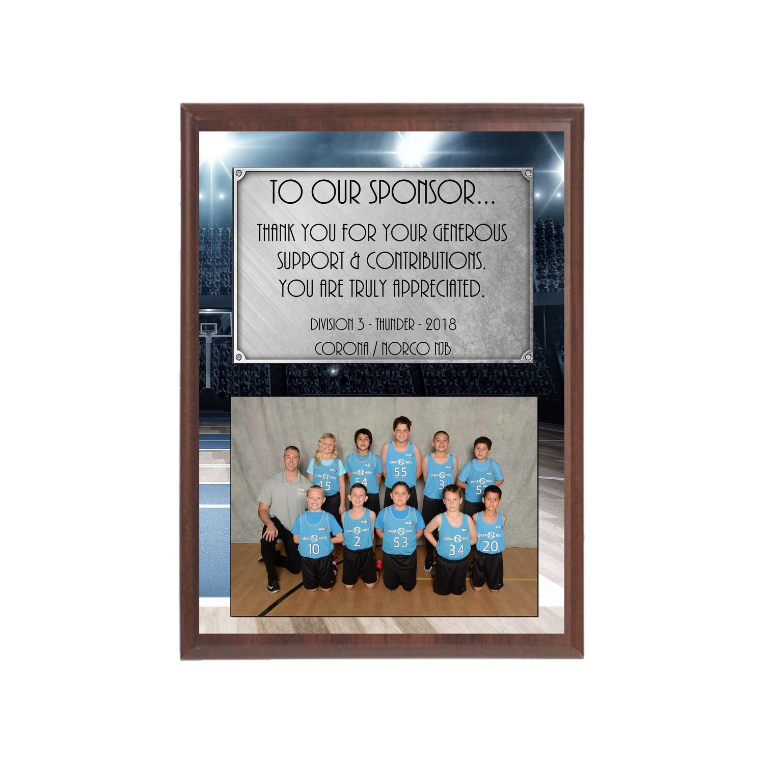 Z2 - 9"x12" Sponsor/Coach Wood Plaque