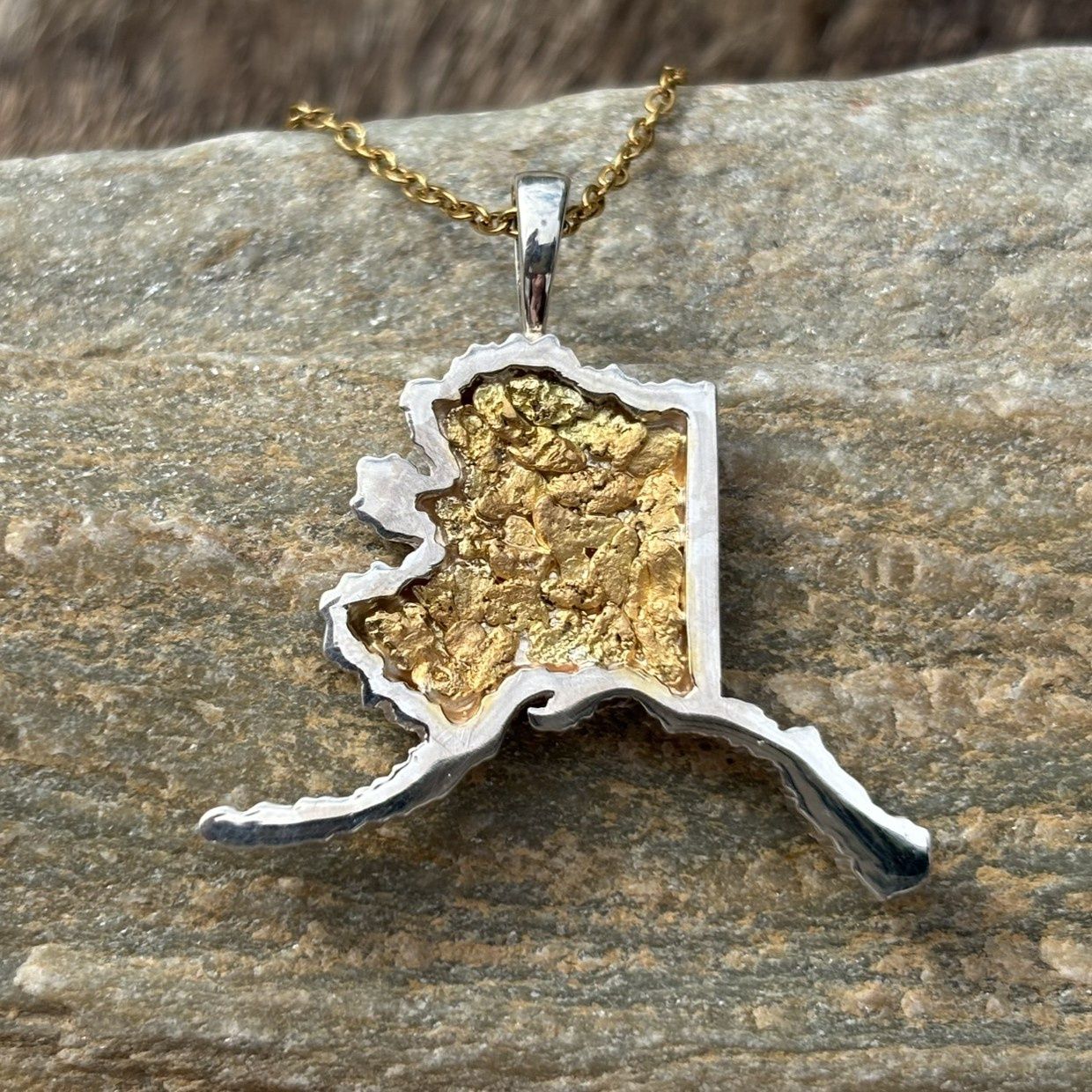 Alaska Nugget Map Pendant