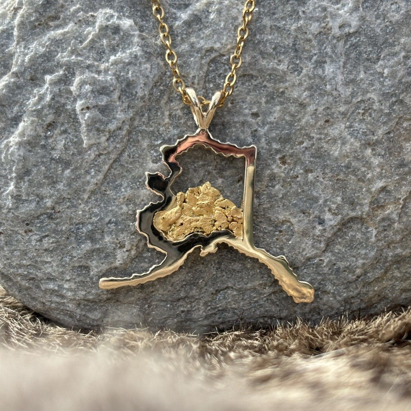 14K Gold Alaska Mountain Pendant