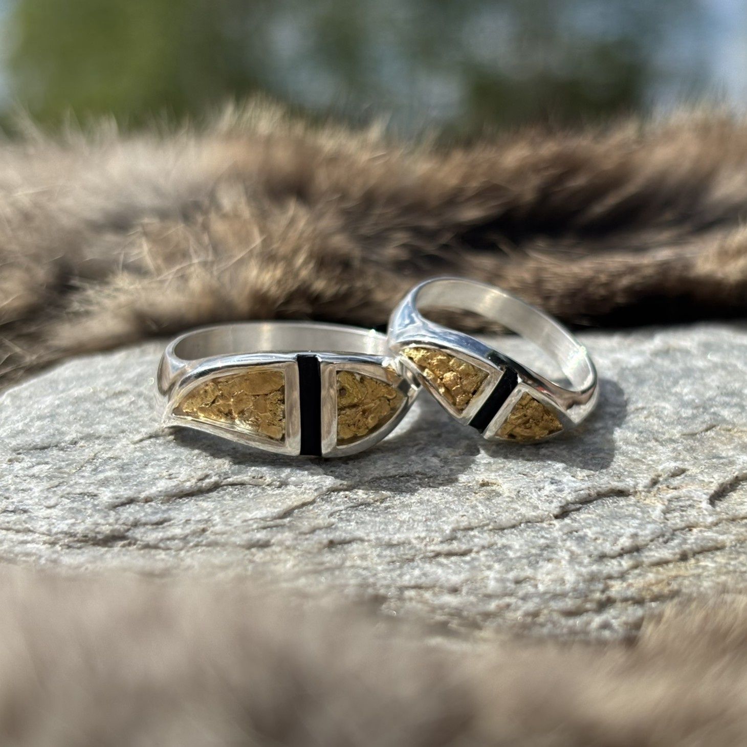 Sterling Silver Nugget Overlay Ring - Bold
