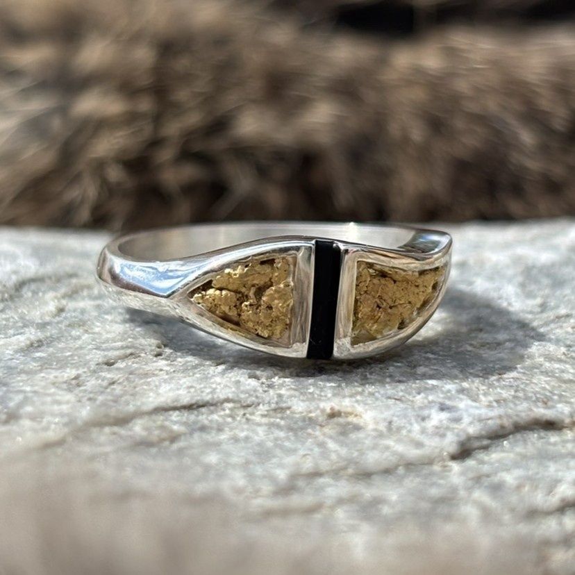 Sterling Silver Nugget Overlay Ring - Sleek