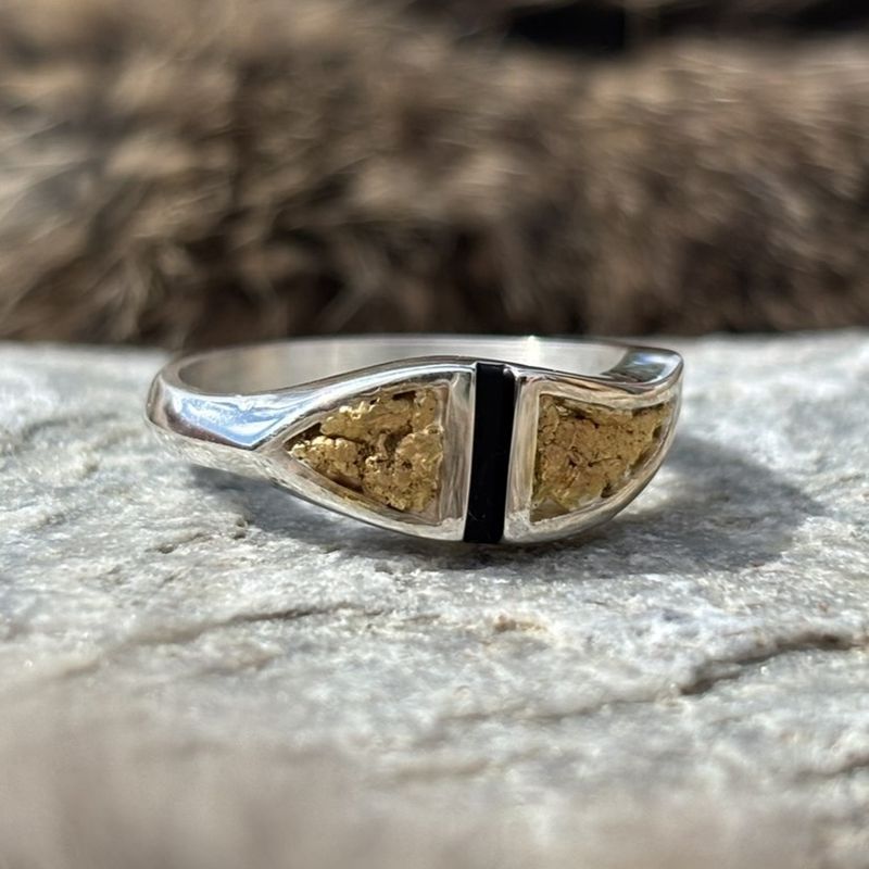 Sterling Silver Nugget Overlay Ring - Sleek