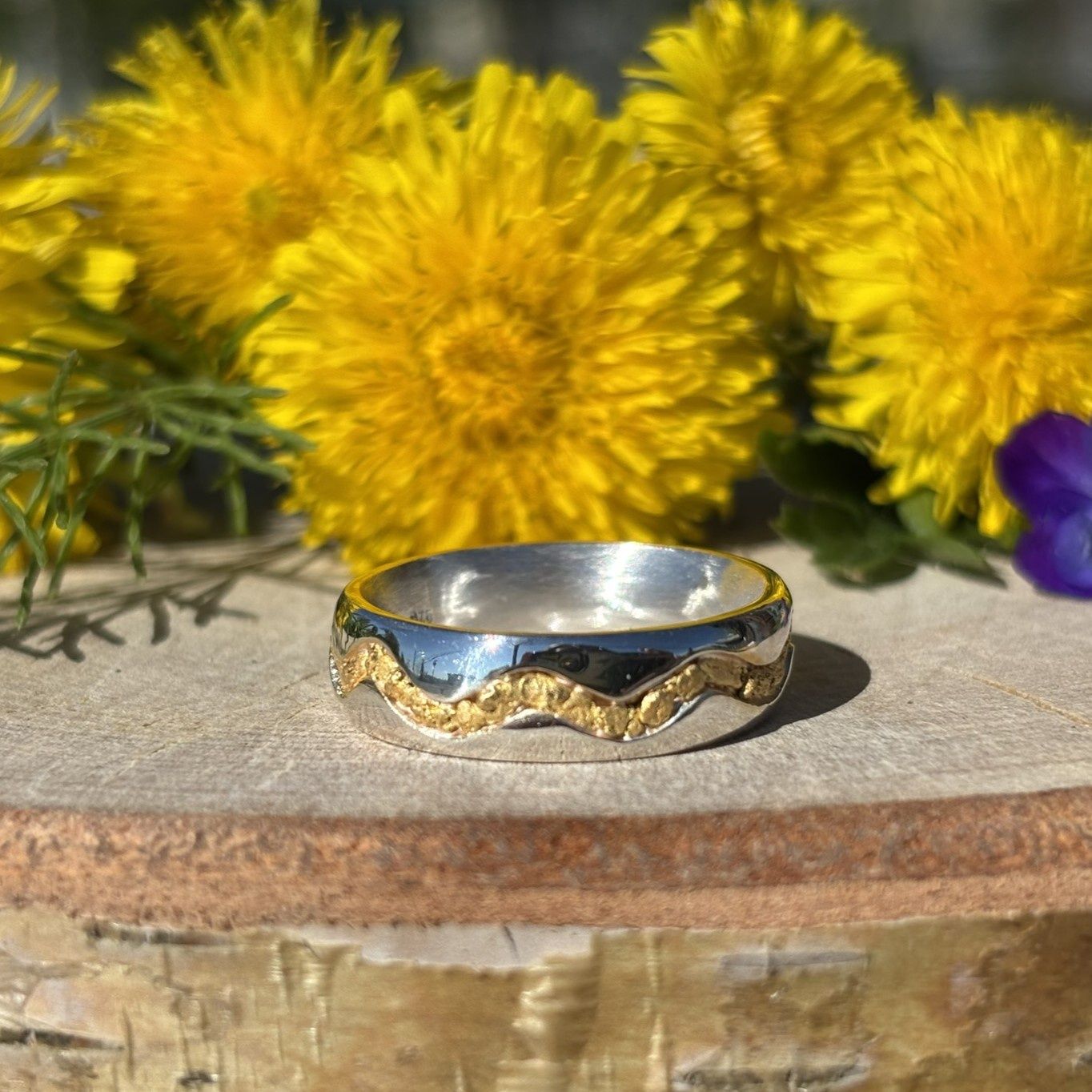Sterling Silver Nugget River Band - 8.7g