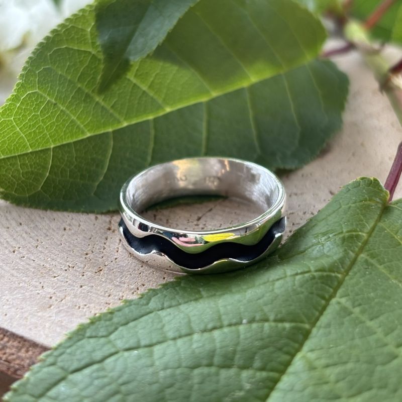 Sterling Silver Enamel Wave - 4.6g