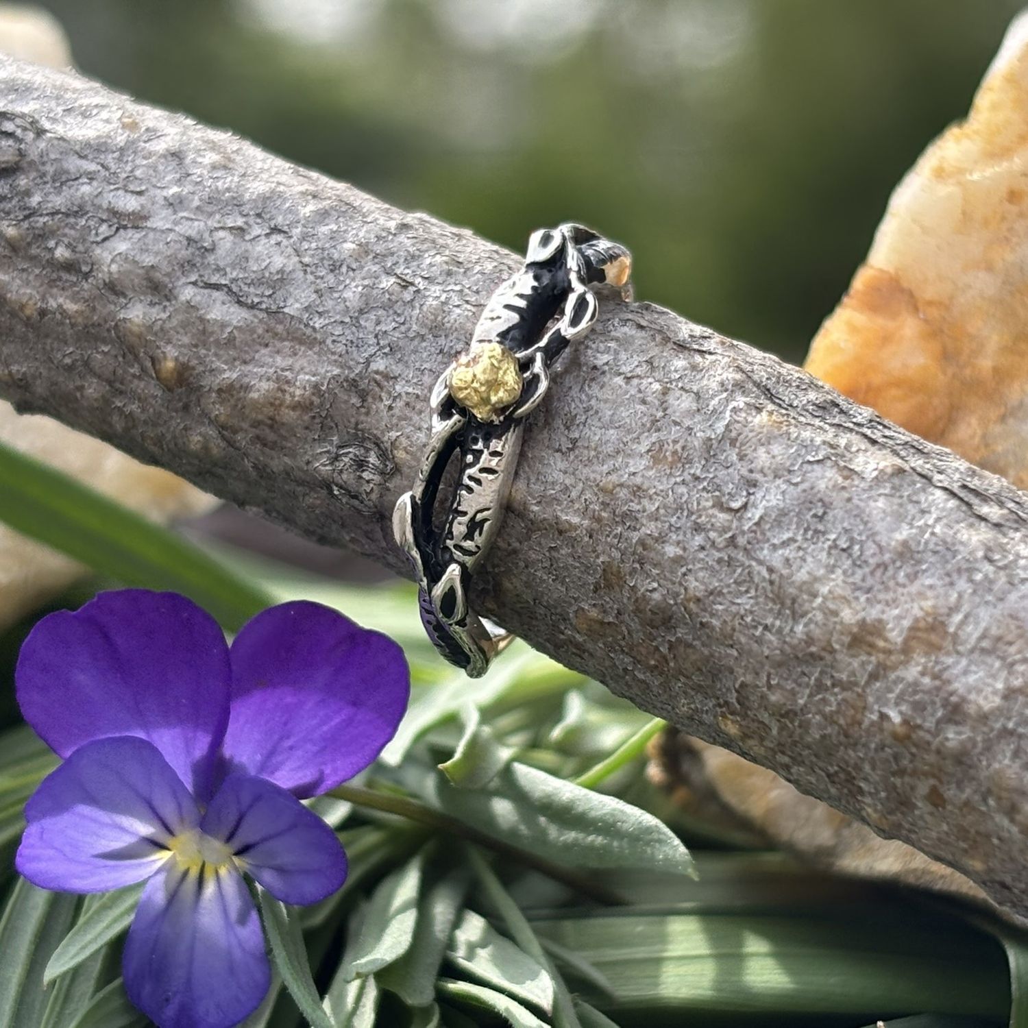 Sterling Silver Birch Twig  with Nugget - 2.1g