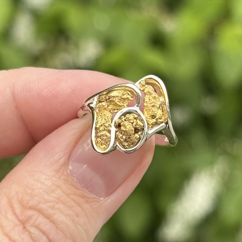 Sterling Silver Cluster-Nugget Ribbon - 4.1g