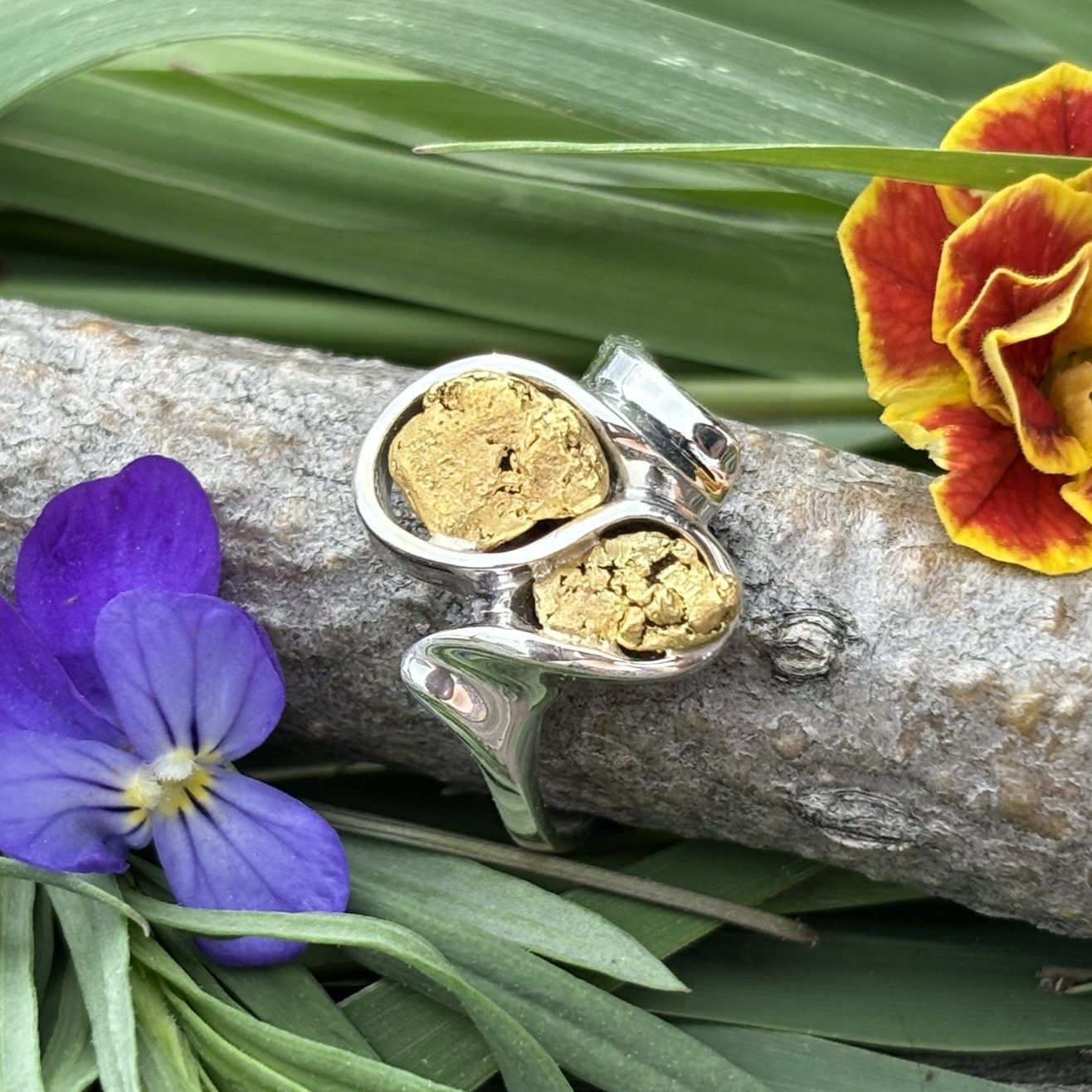 Sterling Silver Double-Nugget Flow - 4.9g