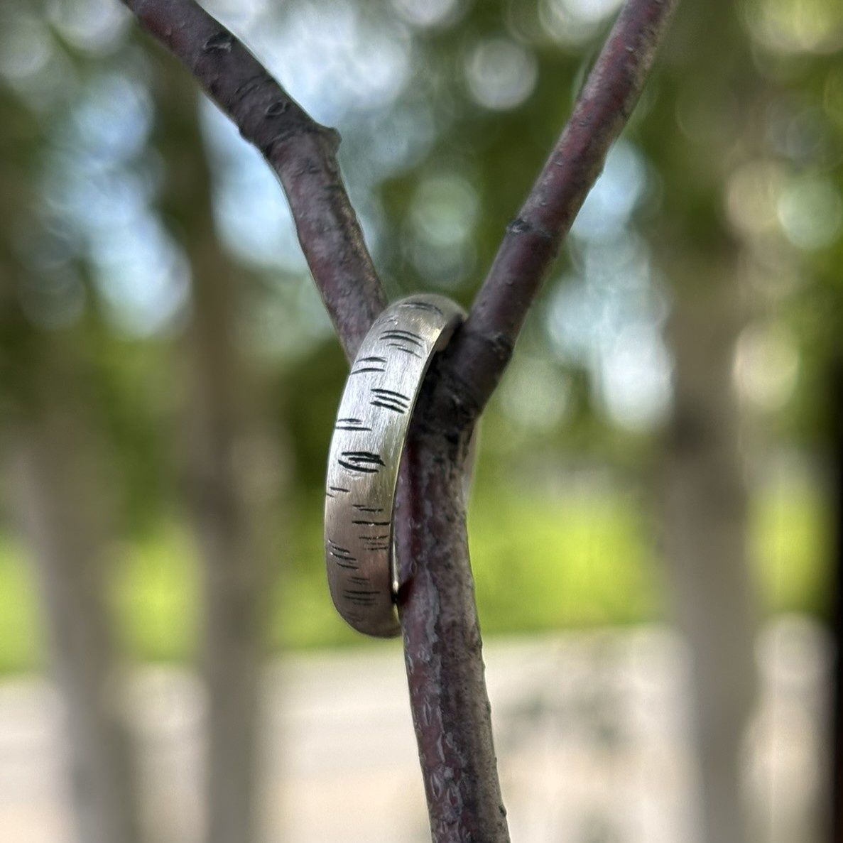 Sterling Silver Birch-Bark Band - 3.3g