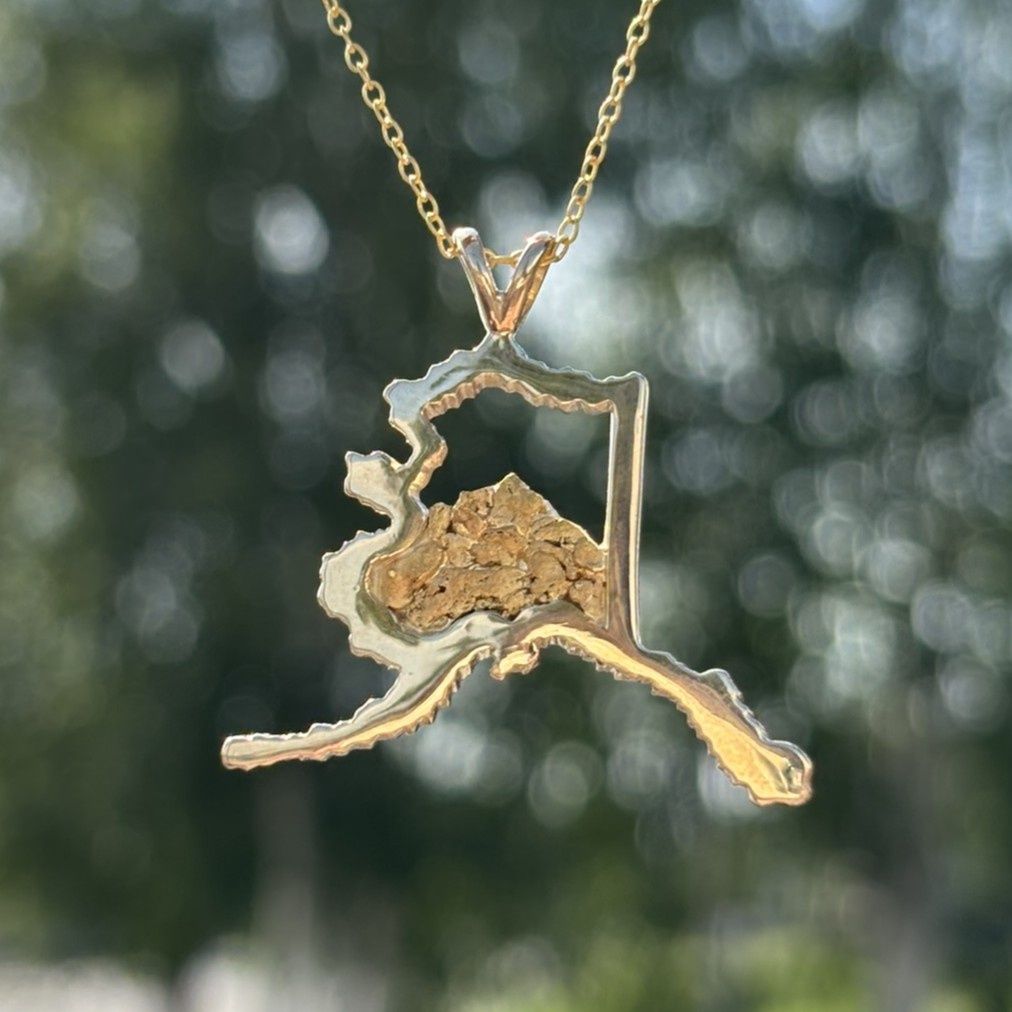14K Gold Alaska Mountain Pendant