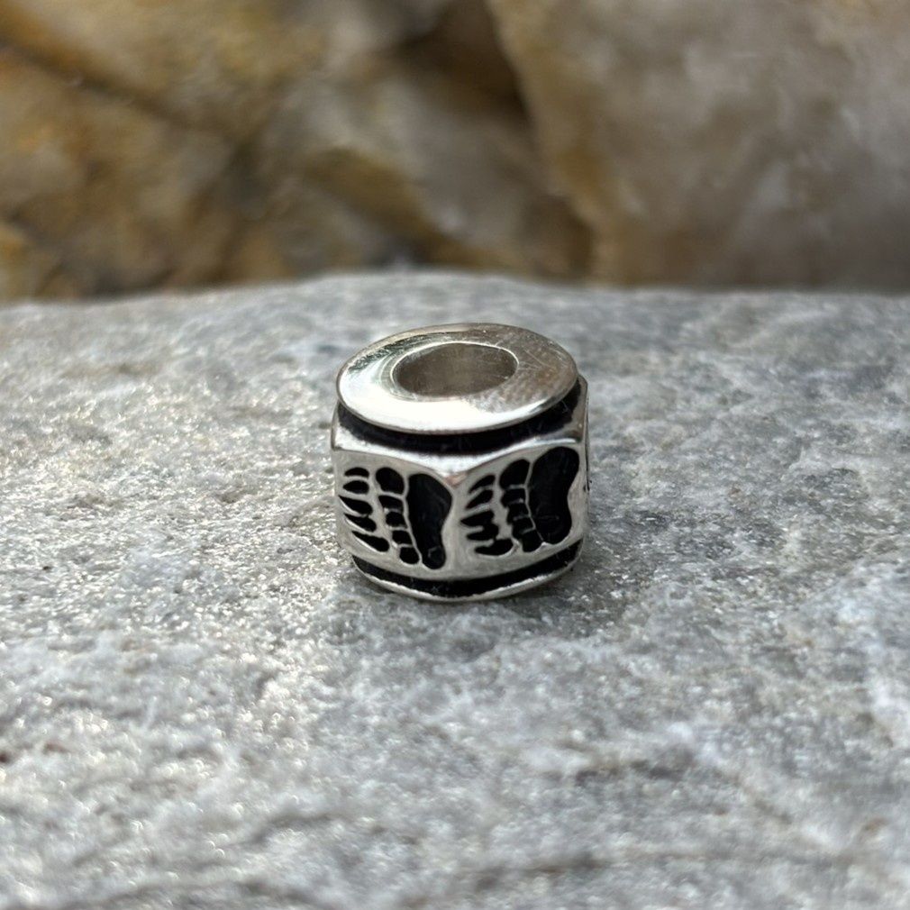 Sterling Silver Bear-Track Hex Bead