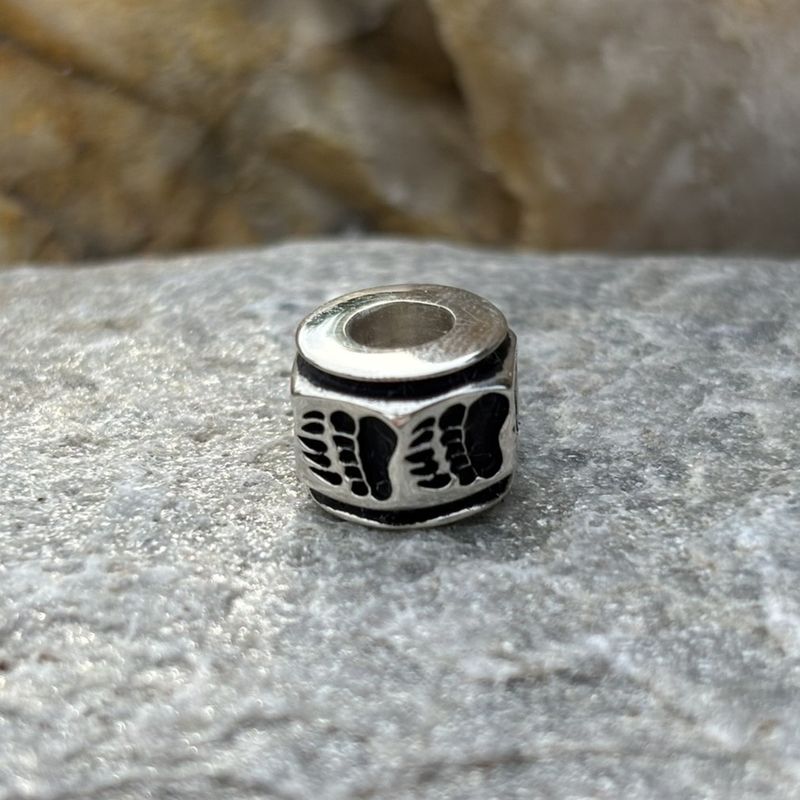 Sterling Silver Bear-Track Hex Bead