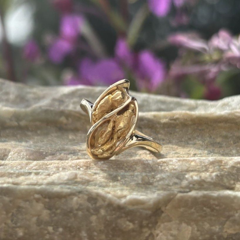 14K Gold Twin Nugget Ring