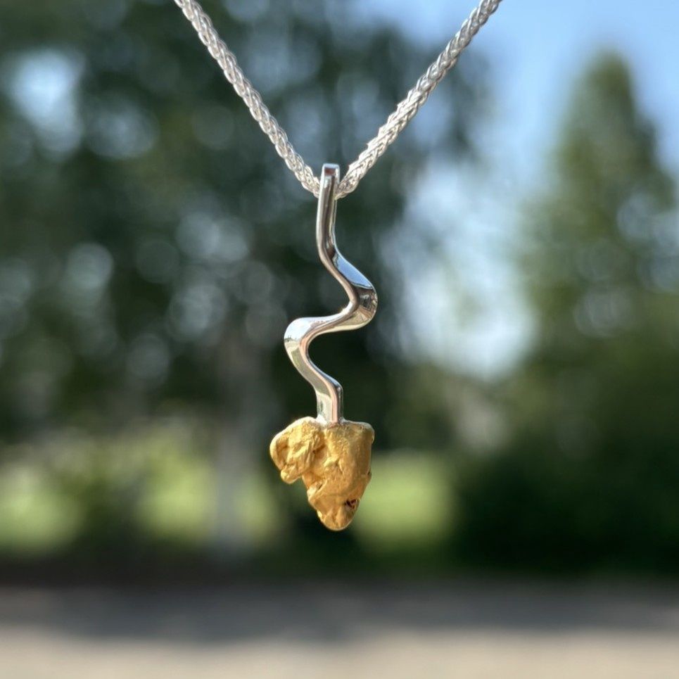 Sterling Silver Snaking River Nugget Pendant