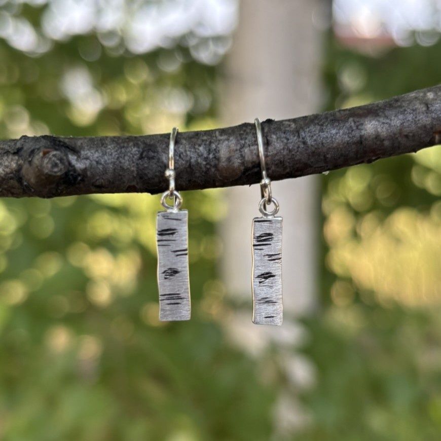 Sterling Silver Birch Bark Earrings