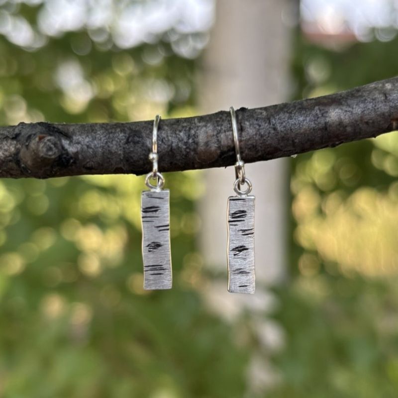 Sterling Silver Birch Bark Earrings