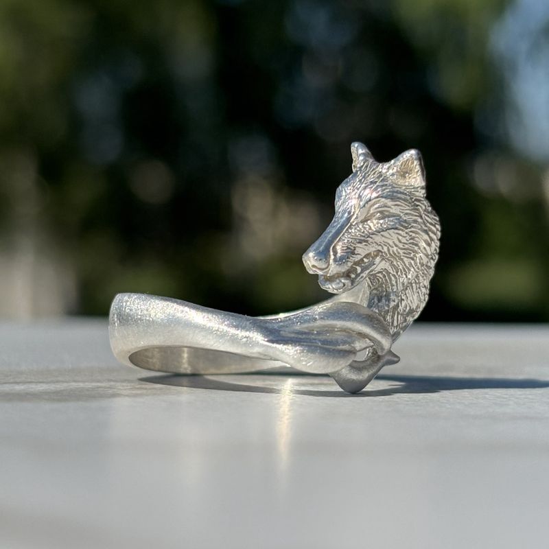Sterling Silver Wolf Wrap Ring