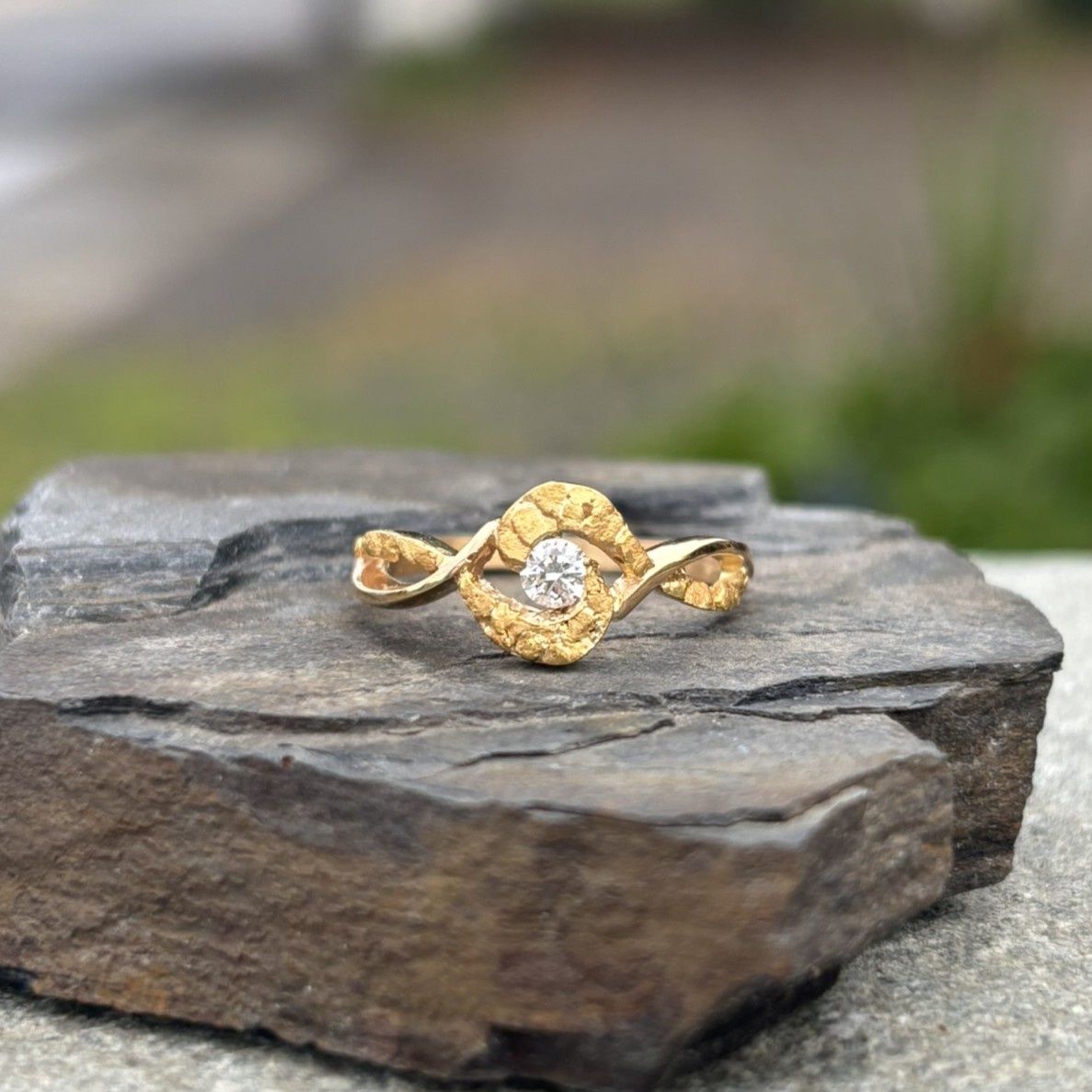 14K Golden Embrace with Diamond