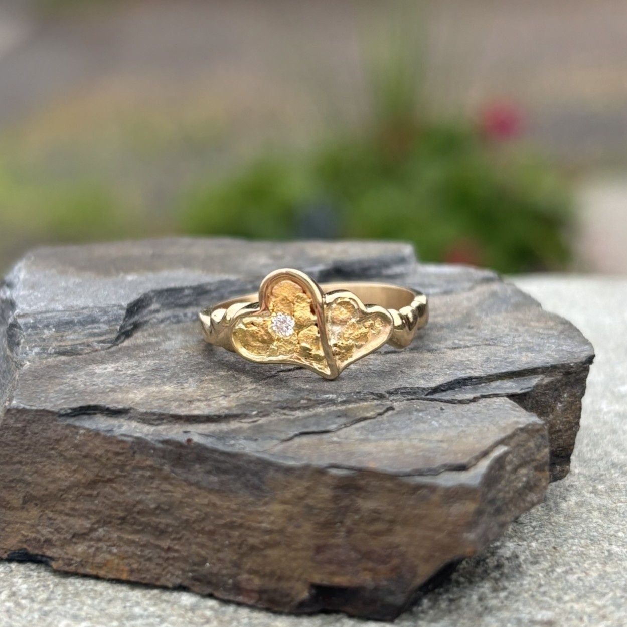 14K Bonded Hearts with Diamond