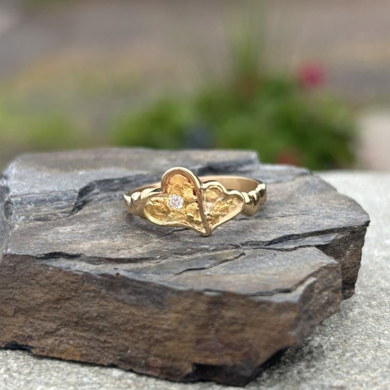 14K Bonded Hearts with Diamond