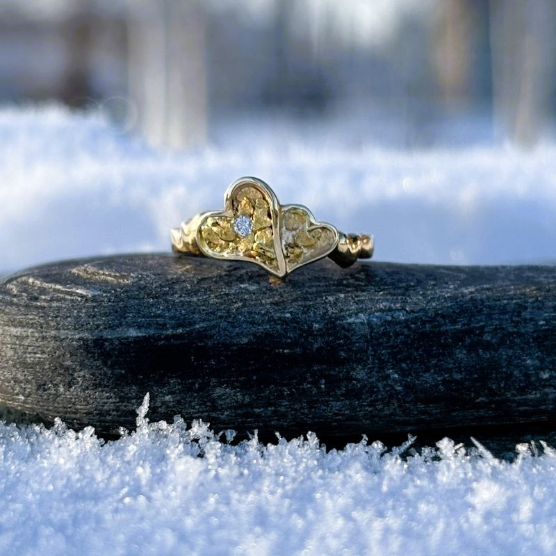 14K Bonded Hearts with Diamond