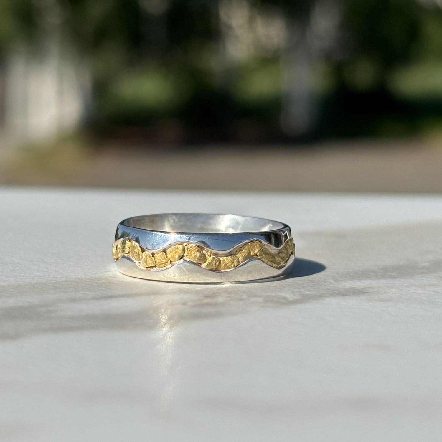 Sterling Silver Nugget River Band, Weight: 6.2g