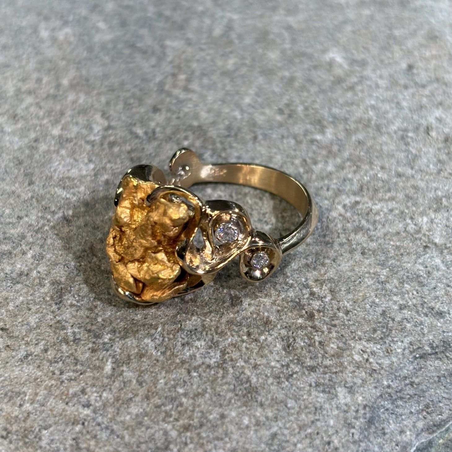 14k Chunky Nugget with Diamonds