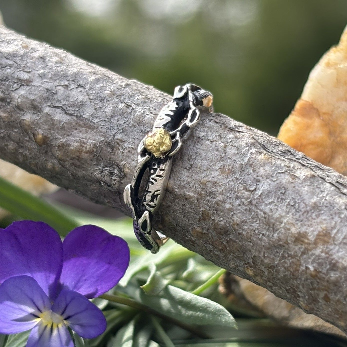Sterling Silver Birch Twig  with Nugget