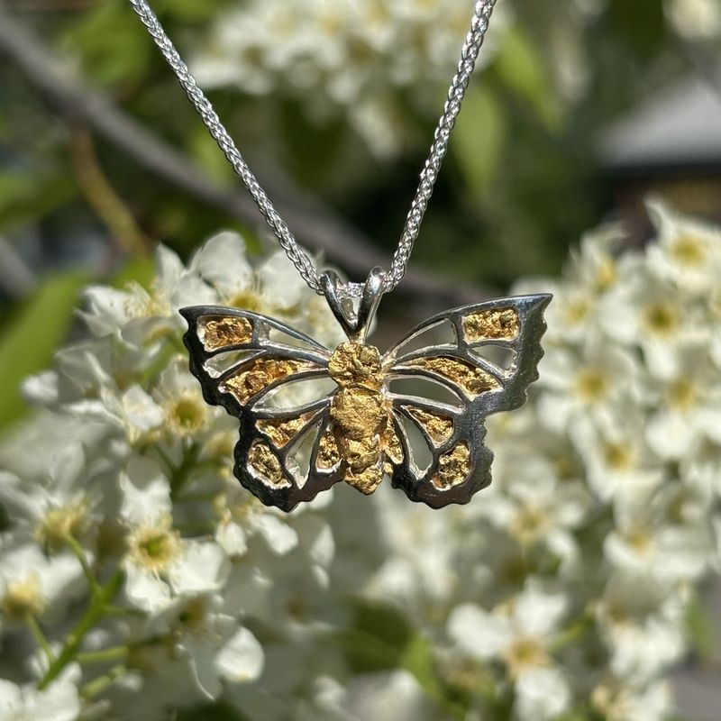 Sterling Silver Golden Butterfly Pendant