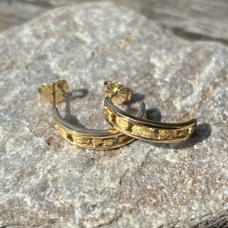 14k Nugget Arc Earrings