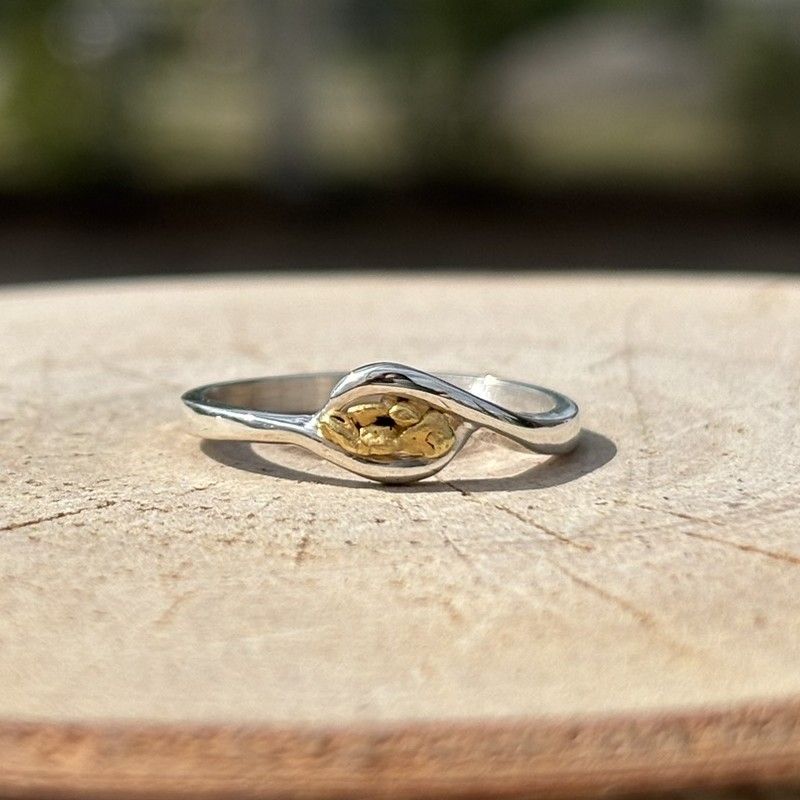 Sterling Silver with Gold Nugget
