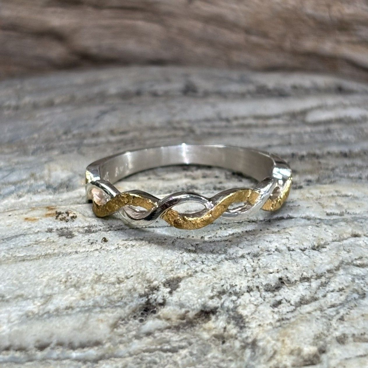 Sterling Silver Delicate Infinity Nugget Band