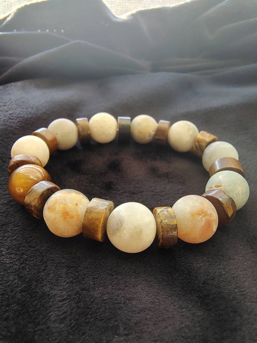 Amazonite and Tigers Eye Bracelet