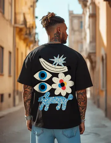 Eye Black Oversized Back Graphic Printed T-shirt