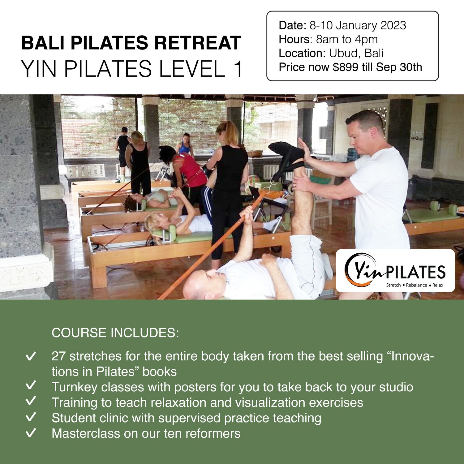 Bali Yin Pilates Level One Retreat 2023