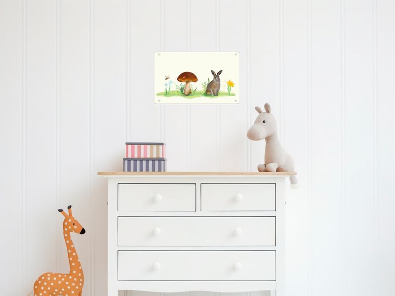 Blechposter  für Kinder *Frühling Hase* | Geschenk Ostern