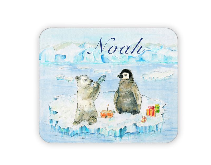 Personalisiertes Mauspad für Kinder *Eisbär & Pinguin*