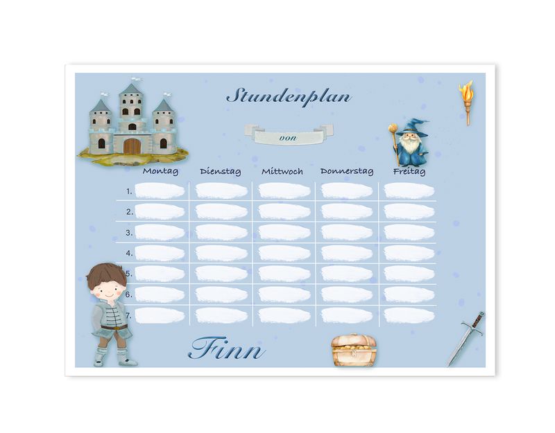 Stundenplan personalisiert | magnetisch | abwischbar | Motiv Ritter