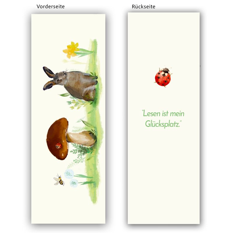Lesezeichen für Kinder | Geschenk Schulanfang | Motiv "Hase"