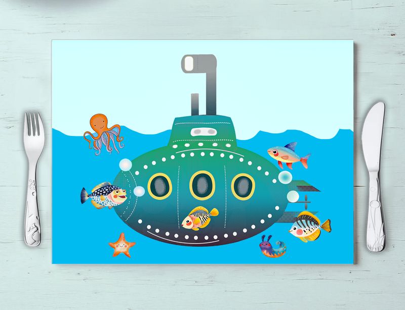 Kinder Tischset | Platzset | Platzdeckchen | Motiv U-Boot